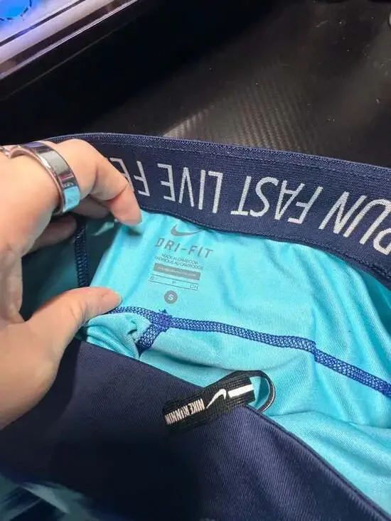 Nike Dri-Fit 'Run Fast Live Fearless' Blue Relay Print Capri Running Tights - Picture 3 of 4